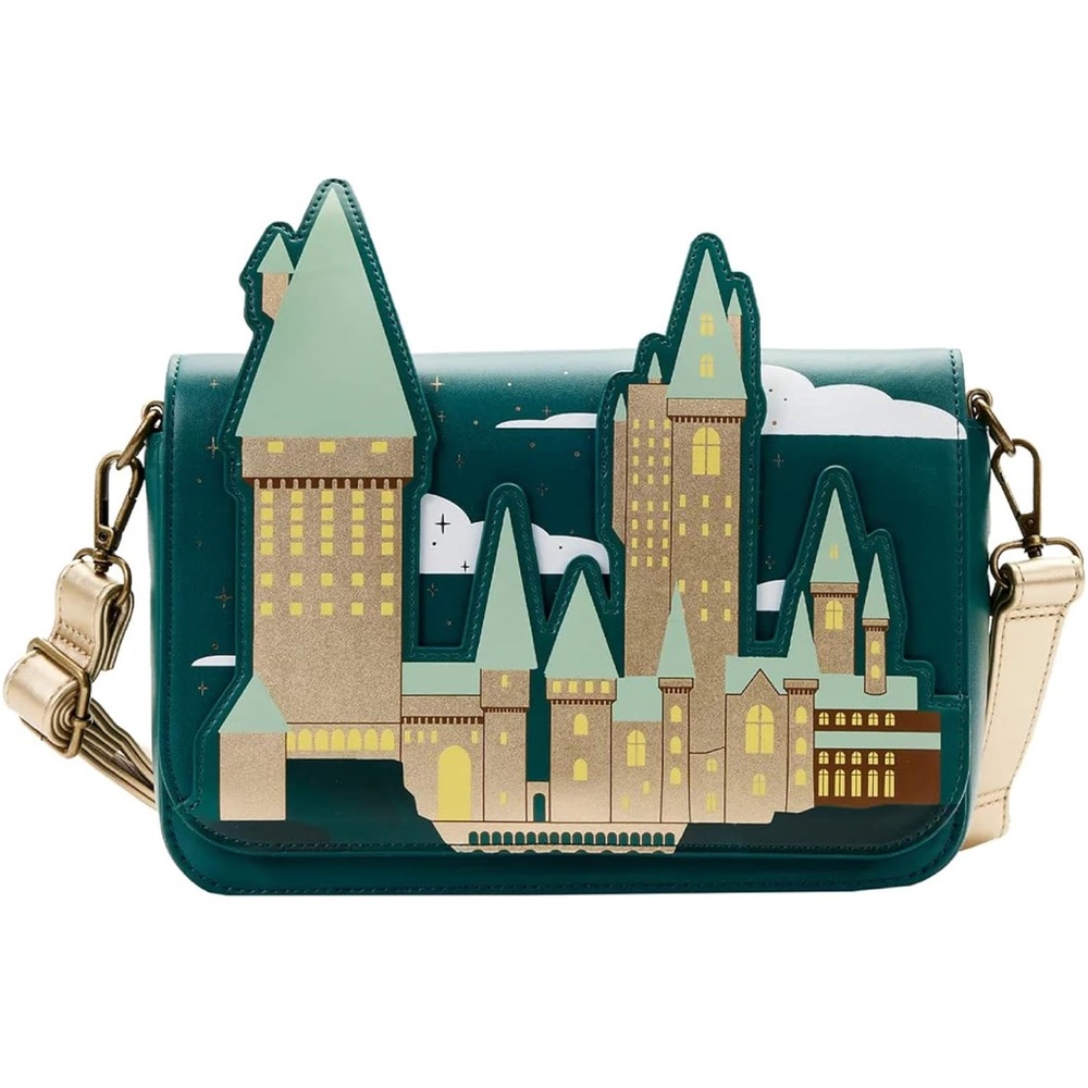 Loungefly Harry Potter Golden Hogwarts Crossbody Bag with Pouch